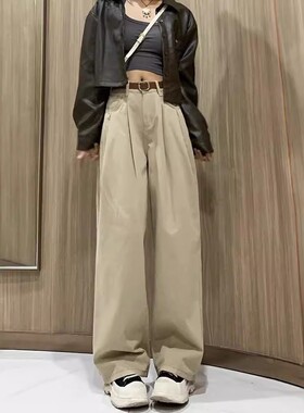 High-waisted slimming wideleg trousers高腰显瘦哈伦直筒阔腿裤