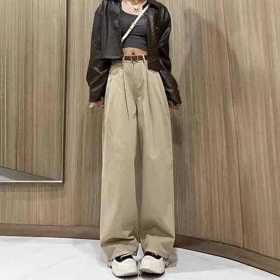 High-waisted slimming wideleg trousers高腰显瘦哈伦直筒阔腿裤