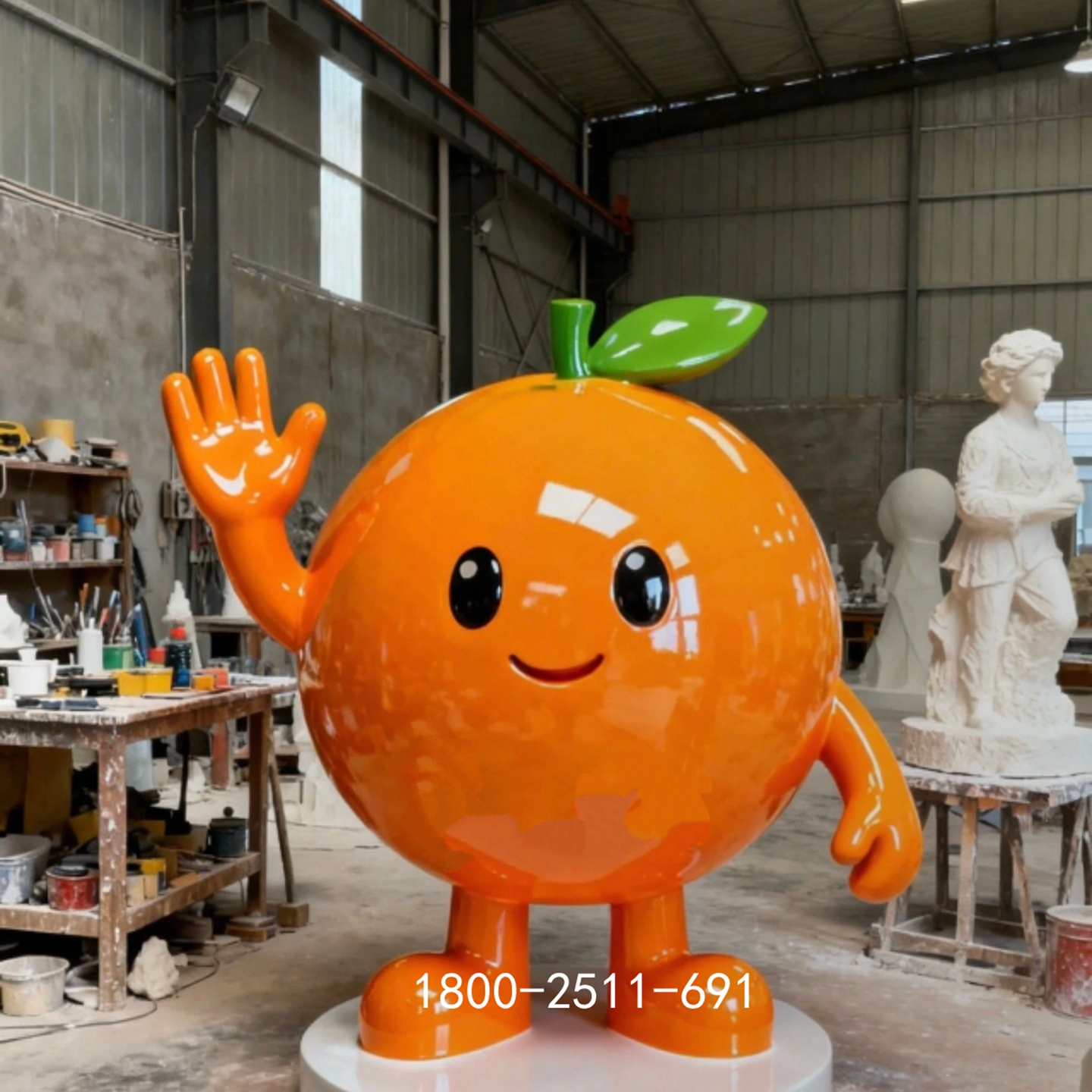 卡通水果模型摆件玻璃钢橙子造型人偶雕塑IP形象吉祥物橘子雕像