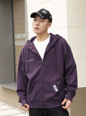 OTB美式潮牌字母环绕人脸连帽卫衣拉链款外套 OTB020026