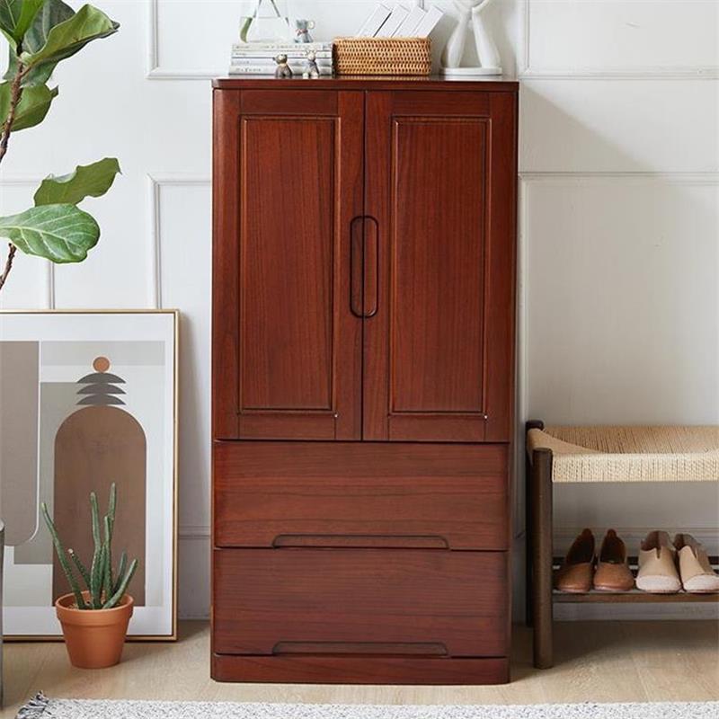 全实木小型衣柜家用卧室单人收纳柜儿童衣服收纳柜子窄简易矮衣橱