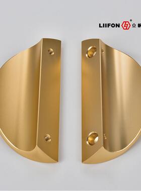 无框玻璃门门把手半圆形实心210孔空间铝淋浴房黑色门把手表面安