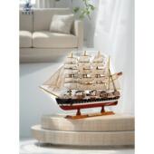 欧式 一帆风顺帆船模型彷真实木工艺船客厅阳台装 饰摆件礼物成品