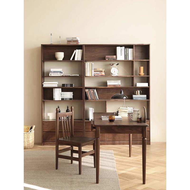 妙梵“翰林柜”北美黑胡桃木书柜 实木书架 落地收纳展示柜置物架