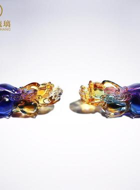 琉璃貔貅小摆件一对客厅办公室桌面家居装饰品工艺品乔迁新居礼品