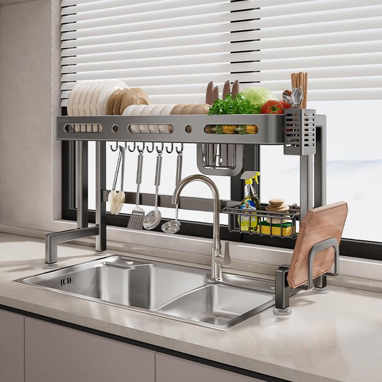 304不锈钢水槽置物架厨房放碗架碗碟沥水架洗碗池上方碗筷收纳架