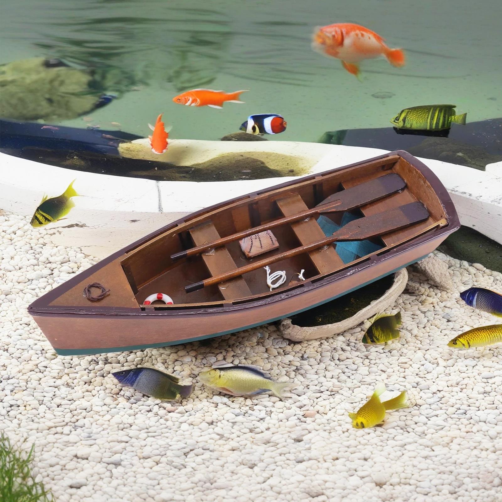 实木质桨片船手划可短期水上漂浮地中海手工一帆风顺家居装饰摆件