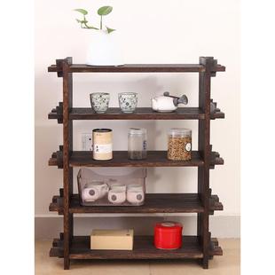烧桐木茶杯架实木小博古架茶道茶棚架茶具架置物架茶架茶壶收纳架