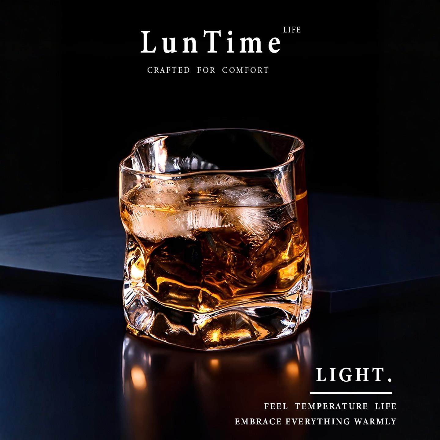 LunTime岁月褶皱杯杯威士忌酒杯家用轻奢异形杯子酒具玻璃杯水杯,餐饮具,洋酒/威士忌杯,淘宝优惠券,粉丝福利购,淘宝优惠卷