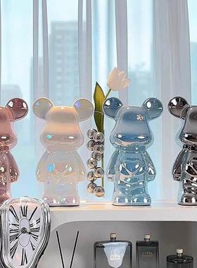 德国轻奢暴力熊摆件高档陶瓷客厅玄关电视柜酒柜存钱罐家居装饰品