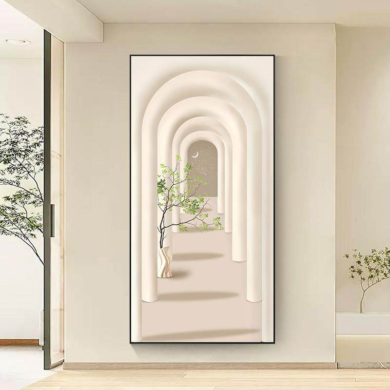 空间视觉延伸感玄关装饰画现代简约入户过道挂画抽象建筑绿植壁画,家居饰品,现代装饰画,淘宝优惠券,粉丝福利购,淘宝优惠卷