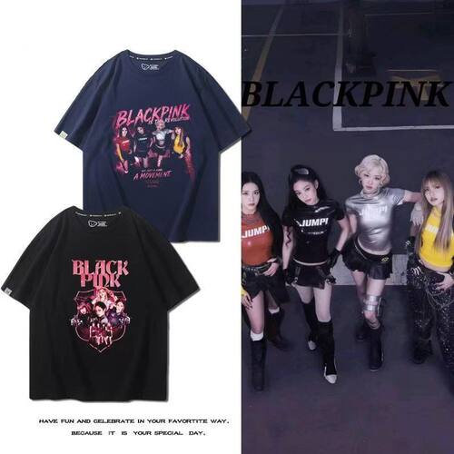 blackpink演唱会DEADLINE周边短袖T恤男女同款夏季纯棉应援半截袖
