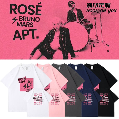 BLACKPNK朴彩英ROSÉ单曲APT周边应援同款短袖T体恤宽松纯棉衣服