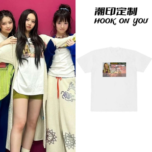 星船女团kiiikiii LEESOL音乐中心同款美式印花短袖纯棉女T恤上衣