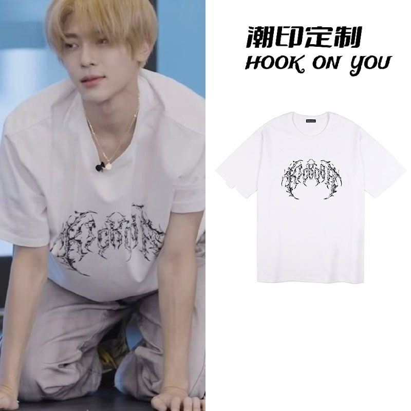 nct wish吴是温同款印花25年夏季宽松百搭纯棉短袖t恤上衣