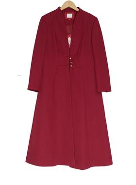 【六礼】精选品牌女装高端时尚气质百搭酒红色风衣A4-22072