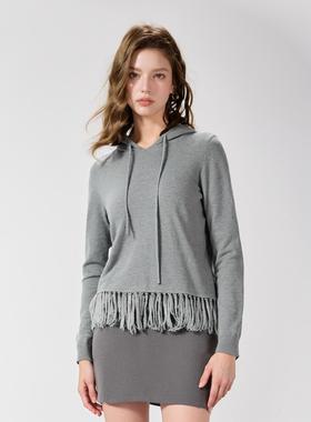 卡利亚里品牌撤柜折扣高端时尚气质百搭灰色毛衣A44-M0200