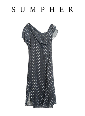 【卡利亚某里】A2折扣女装高端洋气百搭气质蓝白色连衣裙-L0037