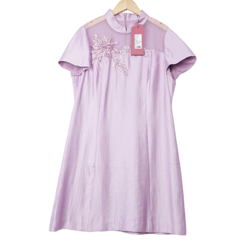 【六礼】精选品牌女装高端时尚气质百搭浅紫色连衣裙A1-16081