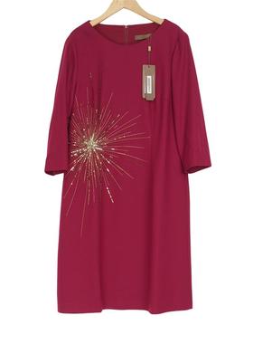 慕天姿精选品牌女装高端时尚气质百搭酒红色连衣裙慕天姿A4-15083