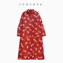 遇见天A4精选女装新款款国风冬季红花女士防寒服-090071