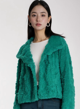 卡利亚里品牌撤柜折扣高端时尚气质百搭绿色大衣A44-0004