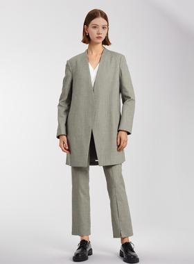 卡利亚里品牌撤柜折扣高端时尚气质百搭灰色外套A34-W0175