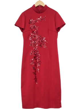 【六礼】精选品牌女装高端时尚气质百搭红色连衣裙A2-17302