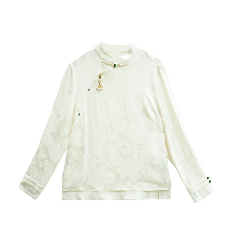 【莹莹高定】新品国风高定款新中式高端大气时尚米白色上衣-20015
