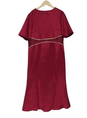 【六礼】精选品牌女装高端时尚气质百搭酒红色连衣裙A3-17878