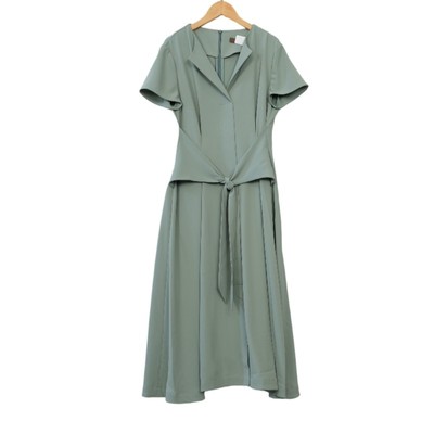 慕天姿精选品牌女装高端时尚气质百搭绿色连衣裙慕天姿A2-17692