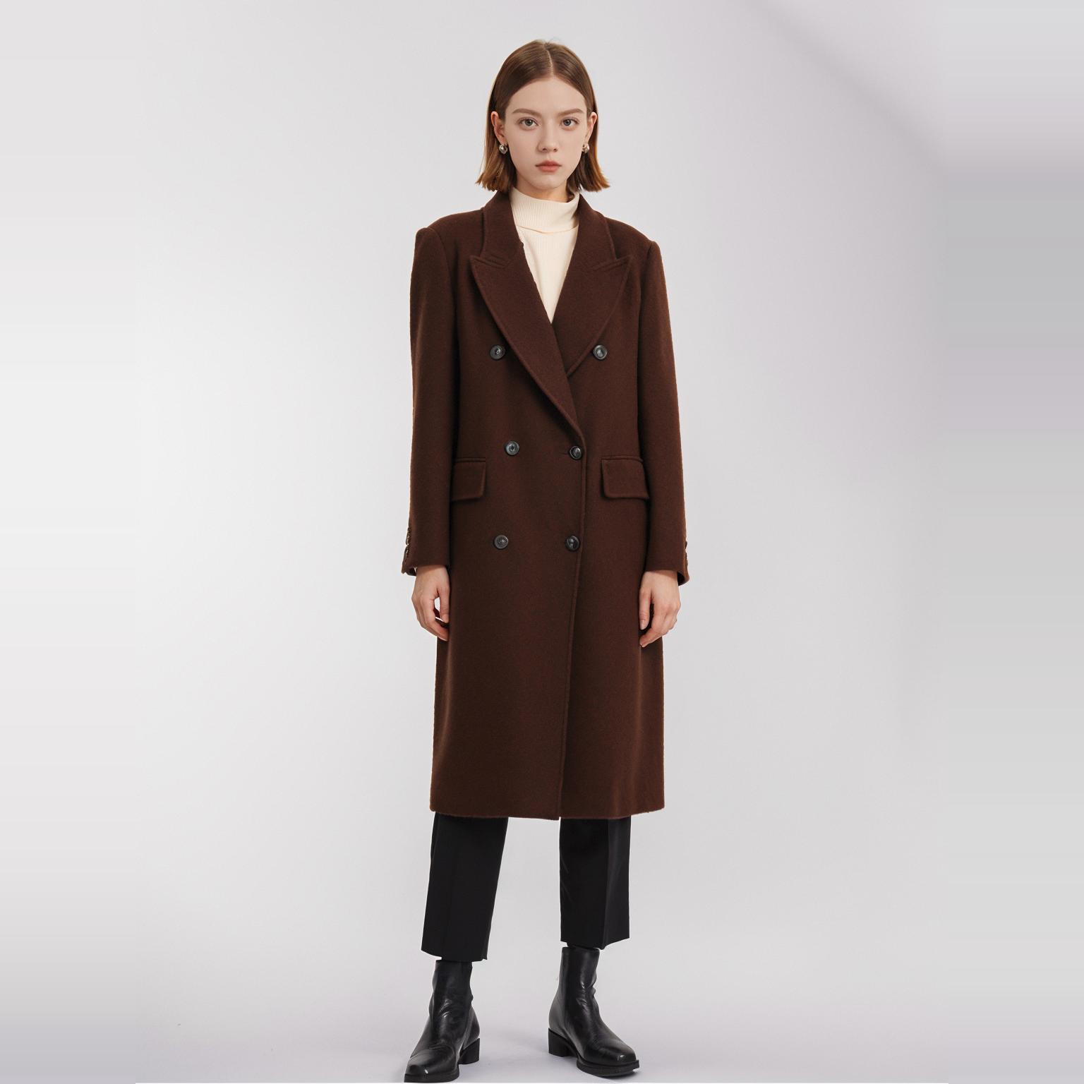 AM品牌冬折扣时尚百搭高端气质中长款百搭枣红大衣-10810