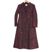 22005 高端洋气百搭气质通勤黑红花风衣 六礼 A3品牌折扣女装