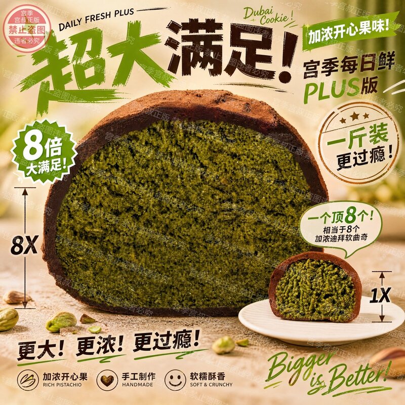 【宫季每日鲜】迪拜软曲奇plus版 一斤迪拜软曲奇(加浓开心果味