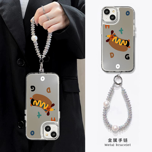 可爱热狗面包适用华为pura70pro手机壳p70卡通p60新款p50趣味p40镜面p30创意ultra十补妆全包壳保护壳高级女