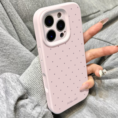 ins风粉色波点适用苹果17手机壳iPhone16promax韩系15新款14简约13mini高级感12小众11磁吸软液态硅胶女款air