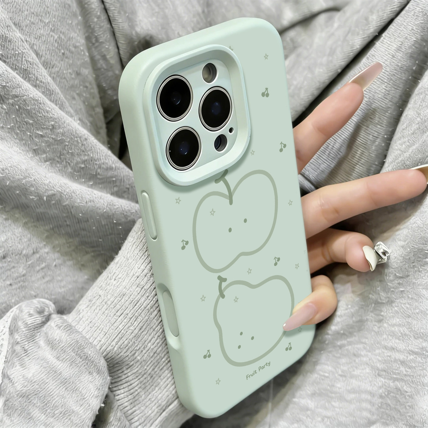 夏日小清新苹果梨适用苹果18手机壳iphone17promax高级感16plus新款15简约14小众13磁吸12软11液态硅胶女air