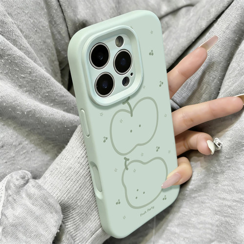 夏日小清新苹果梨适用苹果18手机壳iphone17promax高级感16plus新款15简约14小众13磁吸12软11液态硅胶女air