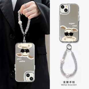 墨镜兔子适用华为pura70pro手机壳p70搞怪p60新款p50趣味p40镜面p30卡通ultra十补妆全包壳保护壳可爱情侣款