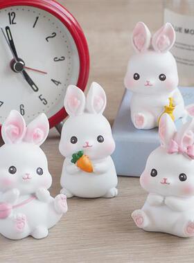 迷你糯米兔小白兔子摆件桌面家居装饰品治愈情绪稳定神器生日礼物