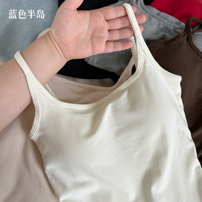 保暖背心2025秋冬带胸垫女士带胸垫圆领女生吊带少女塑形内衣防风