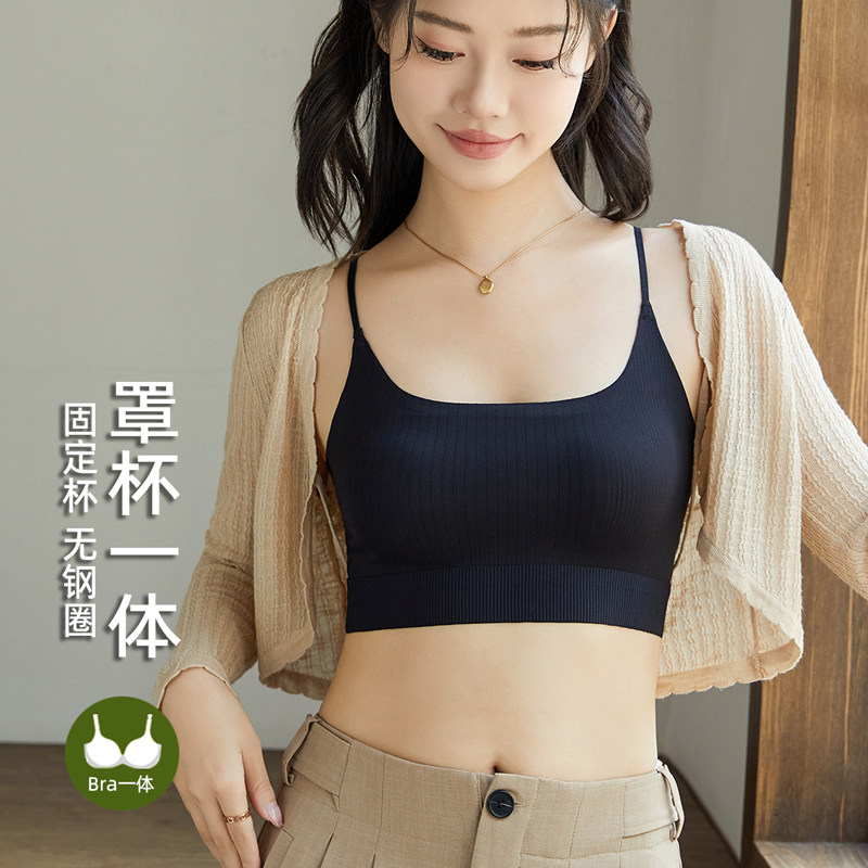小背心女细吊带设计感小众外穿内搭运动内衣美背裹胸黑色抹胸上衣