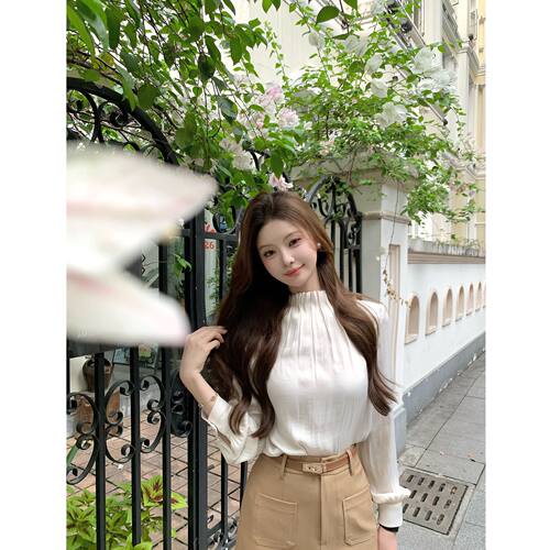 SZA【云卷云舒】法式立领泡泡袖长袖衬衫女秋冬季仙气衬衣A-3312