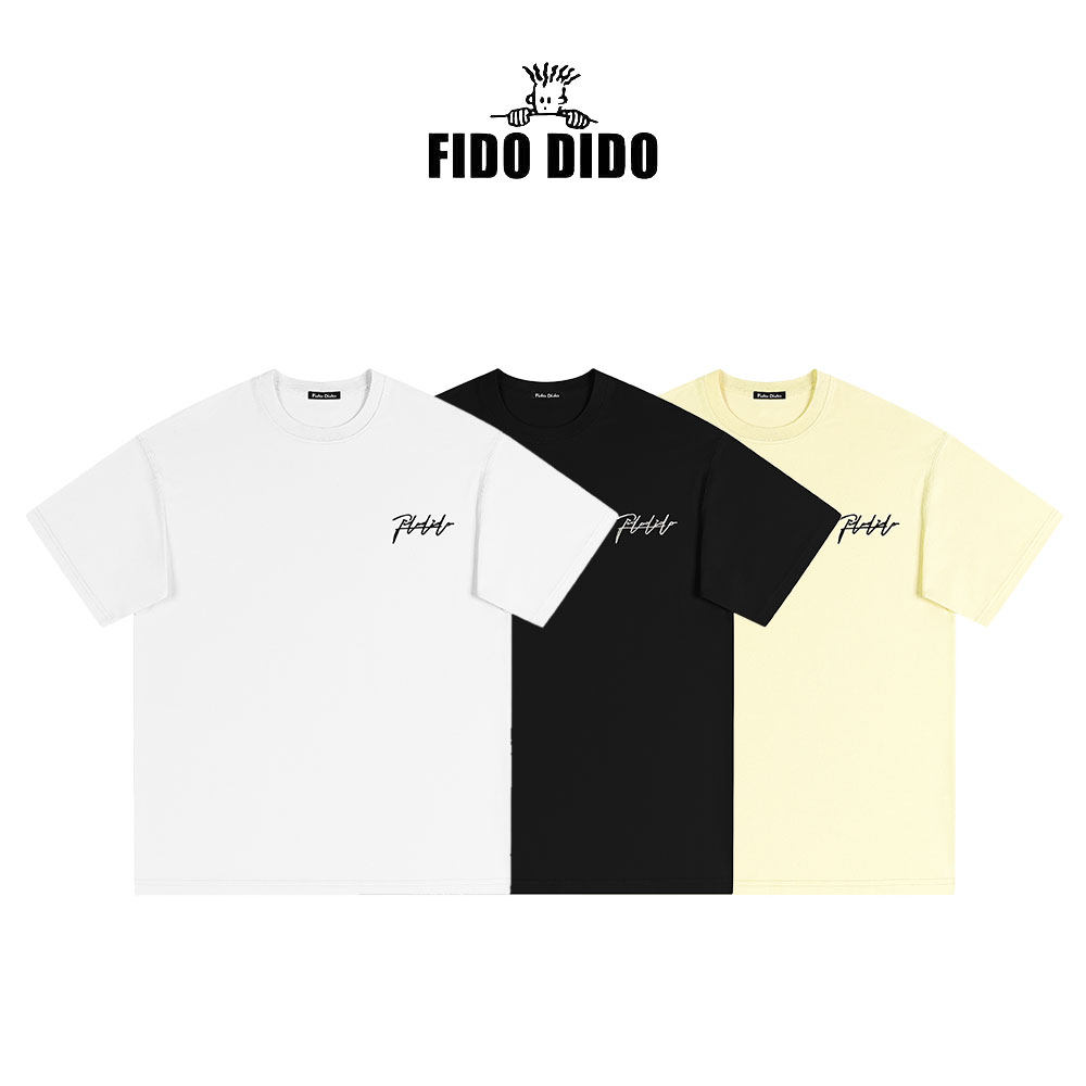 【FIDO DIDO直营】宽松大幅报纸印花圆领T恤男女同款FDCTEW1205