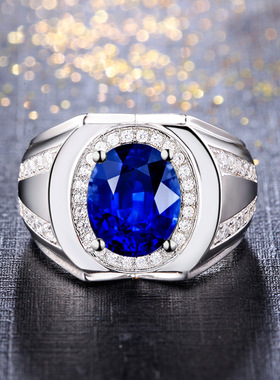 钻石之乡河南商丘wish跨境热卖镶钻蓝宝石戒指亚马逊镀白金a2793