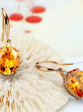 钻石之乡河南商丘抖音直播热卖耳坠 镶嵌8.0克拉仿天然黄水a2636