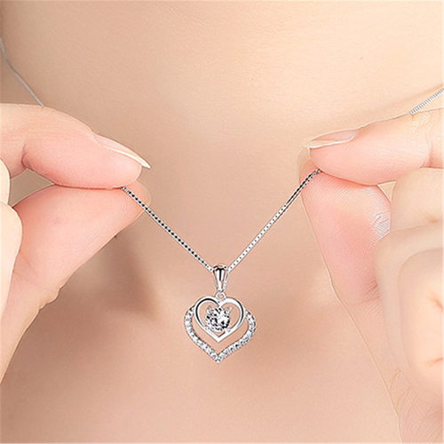 钻石之乡河南商丘韩版银项链女锁骨链潮流简约创意心形吊坠a2715