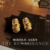 GRACE Da3088 复古轻奢金属不规则耳钉 TREND极简风小众设计款 个性