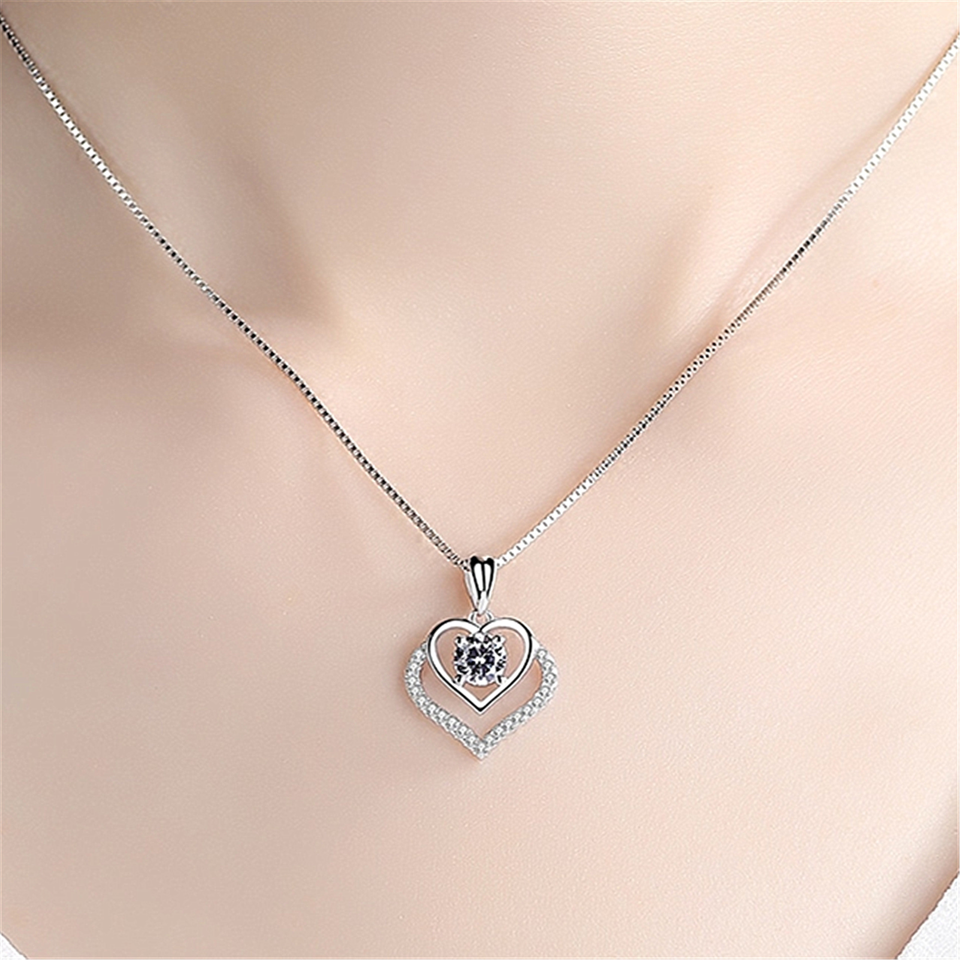 钻石之乡河南柘城河南人工钻石韩版银项链女锁骨链潮流简约创意心