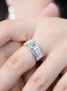 钻石之乡河南商丘开口霸气男戒仿莫桑石钻戒指 镀戒指璀璨钻a2719